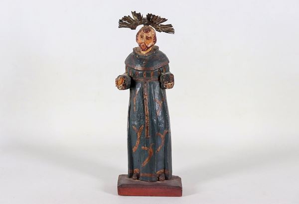 "Santo", ancient small sculpture in polychrome wood