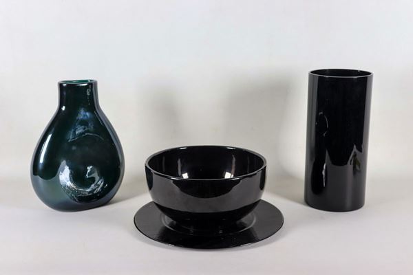 Lot in glass and black and blue crystal (4 pcs)