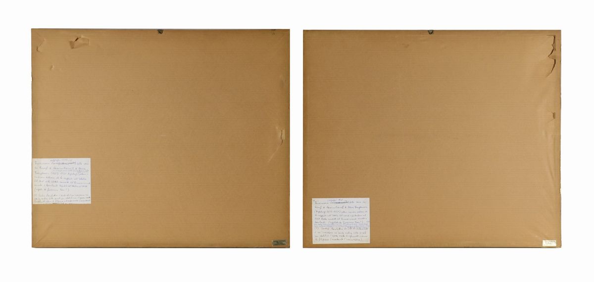 Coppia di antiche incisioni su carta "Armigeri"