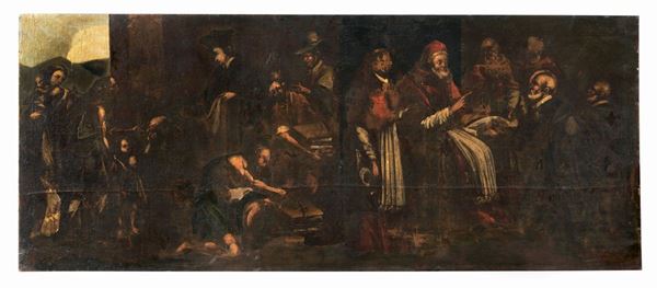 Pittore Italiano Fine XVII Secolo - "Biblical scene", large oil painting on canvas