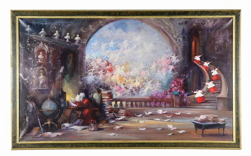 Firmato e datato 1995. "Il paesaggio dell'anima" olio su tela cm 70 x 120