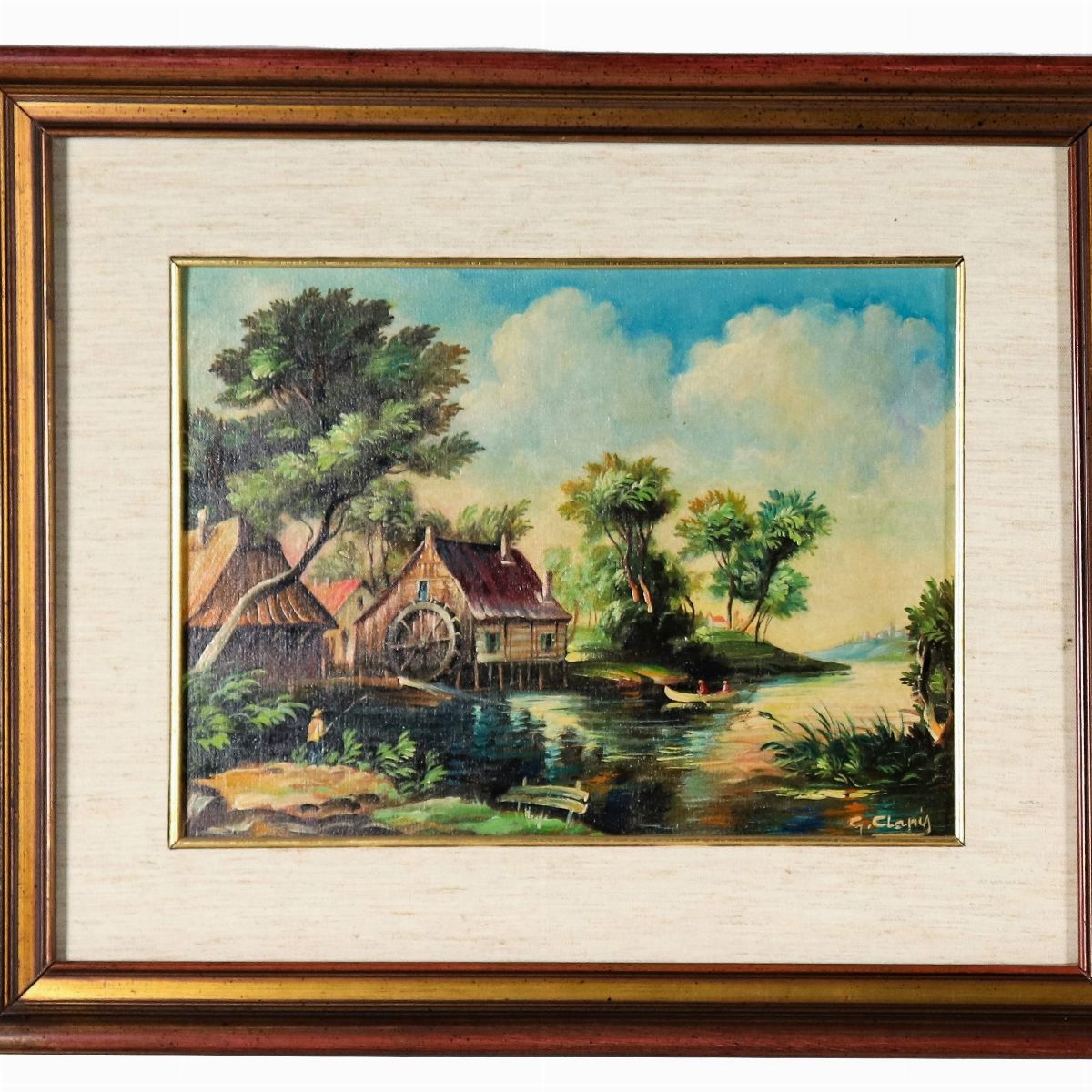 Firmati. "Paesaggi con corsi d'acqua", coppia di dipinti ad olio