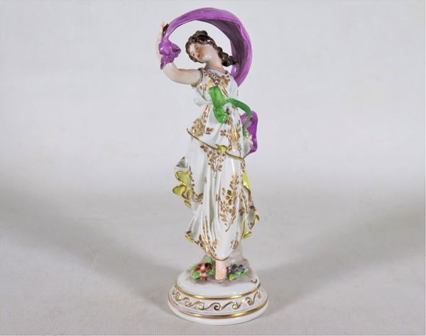 Antique Capodimonte polychrome porcelain figurine "Dancing Vestal"