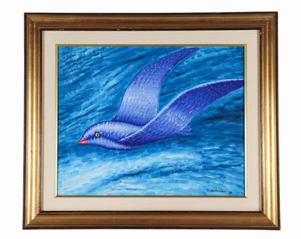 Aldo Turchiaro - Signed and dated 1987. "Il volo" mixed technique on canvas 40 x 50 cm