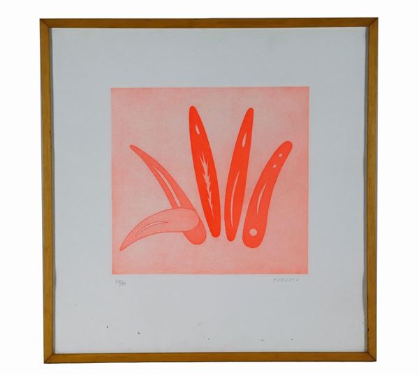 Giulio Turcato - Signed. "Leaves" multiple color lithograph 25/50 cm 50 x 49