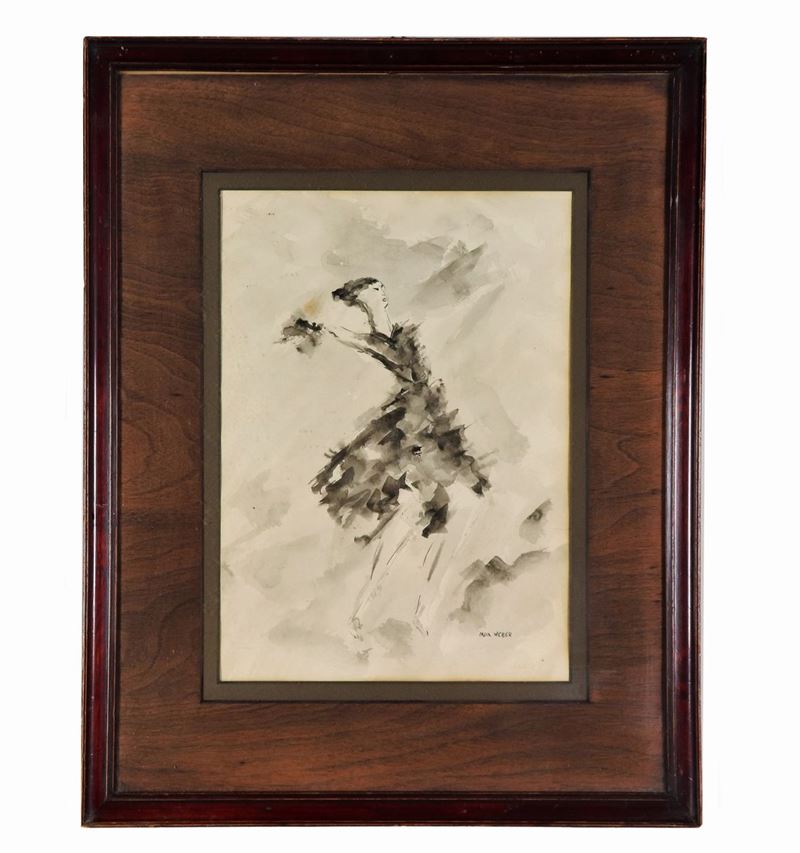 Firmato. "Ragazza in costume" acquarello su carta cm 37,5 x 26,5