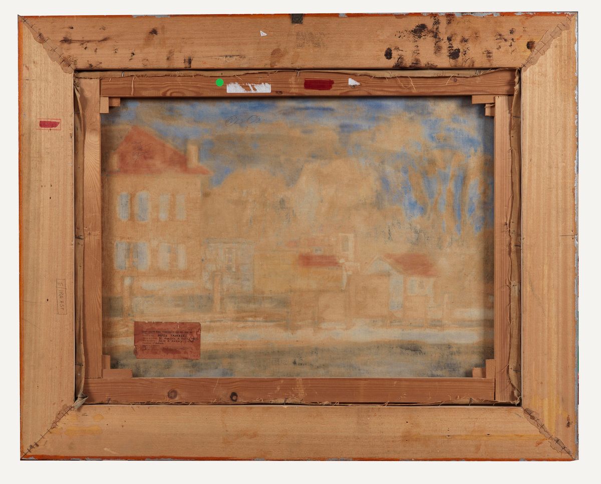 Firmato. "Ricordo di Ville d'Avray" olio su tela cm 60 x 80,5
