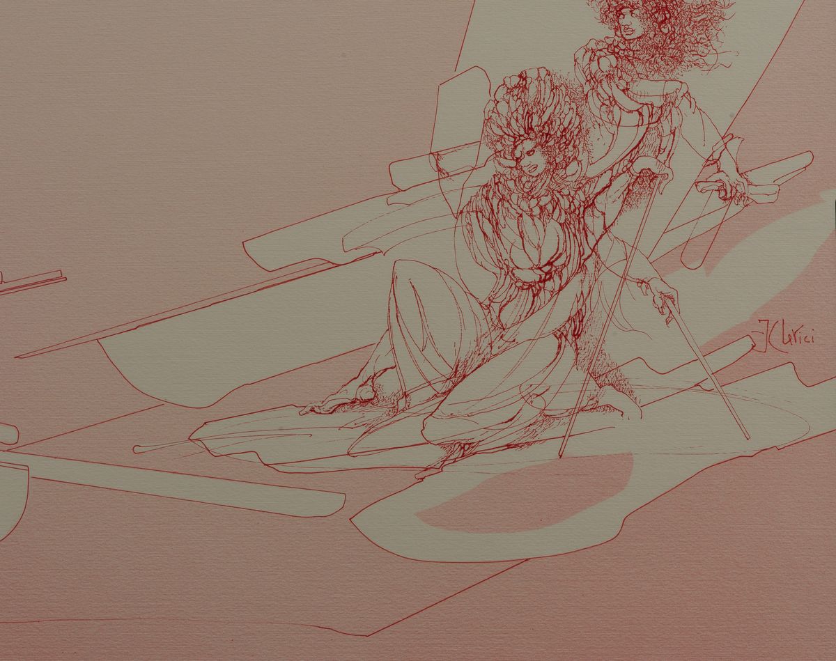 "Duello" disegno a tecnica mista su carta cm 62 x 92