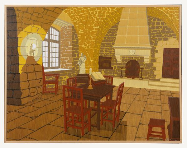 Marco Sciame - Signed and dated 2006. "Scriptorium" oil on canvas 70 x 90 cm