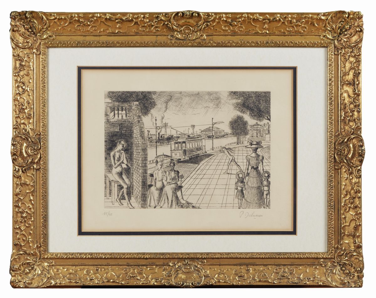 Firmata. "Passeggiata lungo il fiume" litografia multiplo 15/40 cm 45 x 58