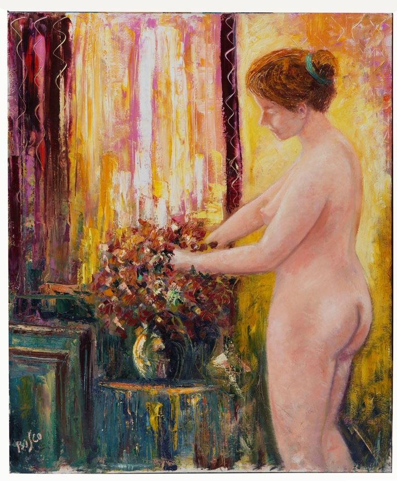 Firmato. "La Ninetta" olio su tela cm 120 x 100