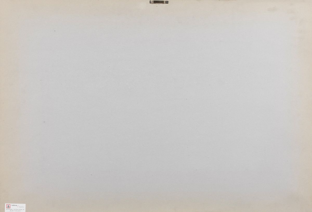 Firmato e datato 1975. "Pietre sospese" olio su tavola cm 38 x 68