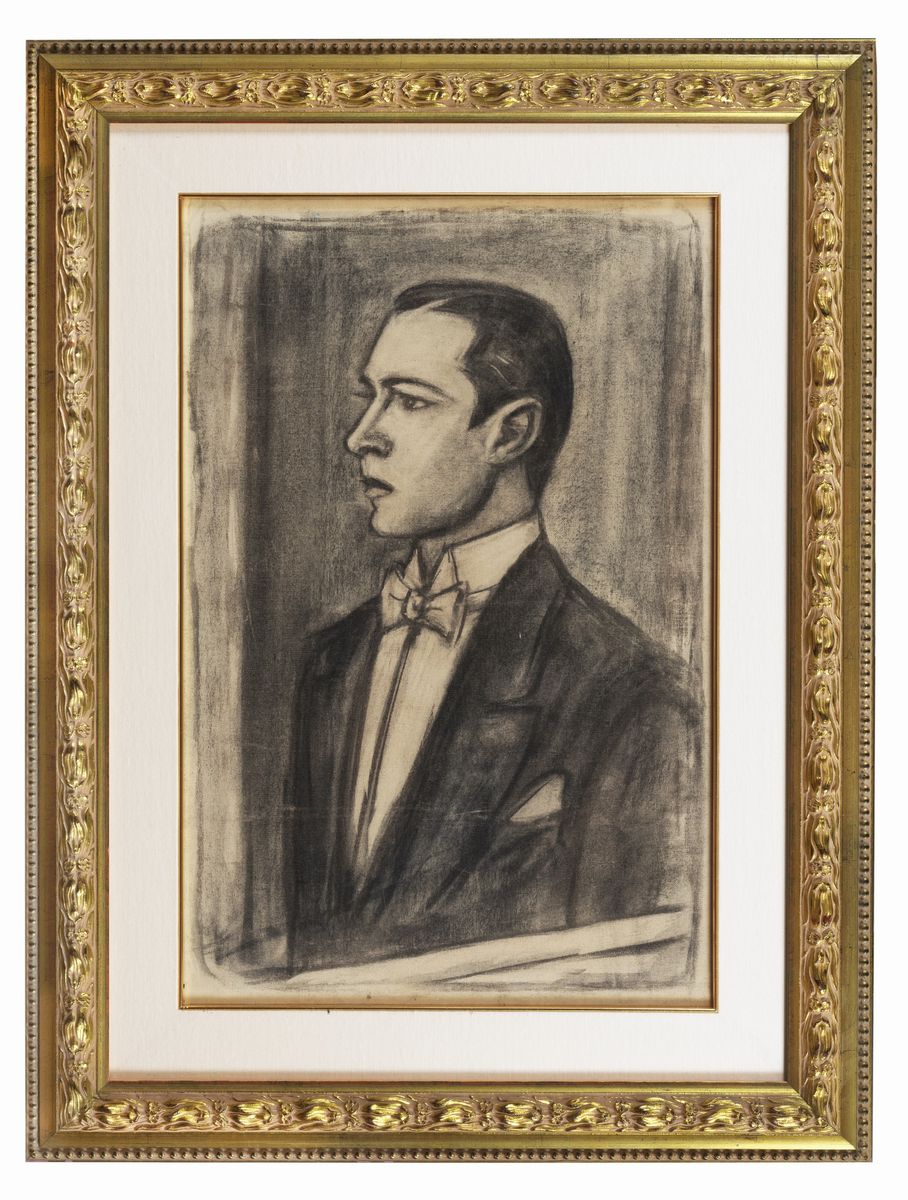 Firmato sul retro della tela. "Valentino" carboncino su tela cm 60 x 40