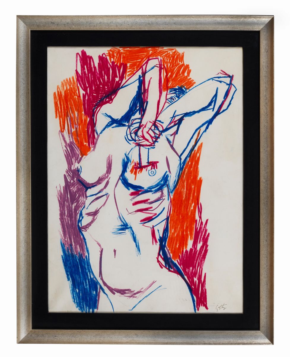 Firmato. 'Suicida' pastelli ad olio cm 68 x 49