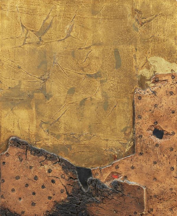Roberto Crippa - Signed on the back of the table. "Collage and cork on board" mixed technique 60 x 50 cm