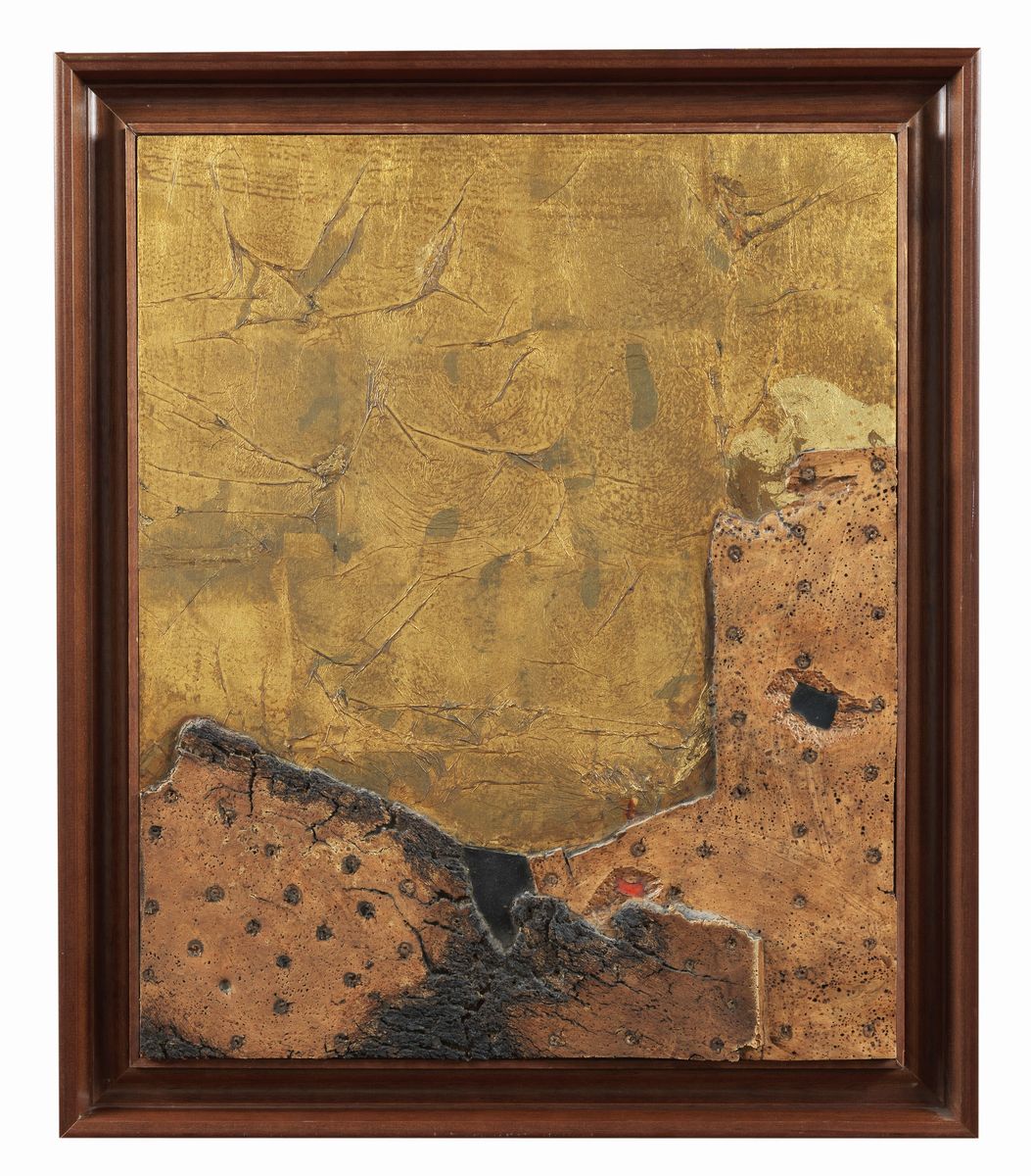 Firmato sul retro della tavola. "Collage e sughero su tavola" tecnica mista cm 60 x 50