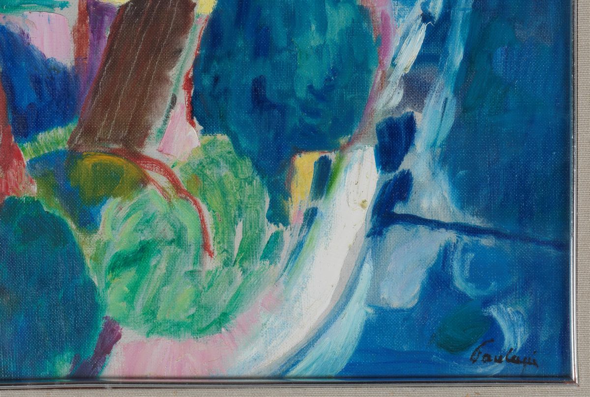 Firmato. "Tunnel a Zoagli" olio su tela cm 40 x 50