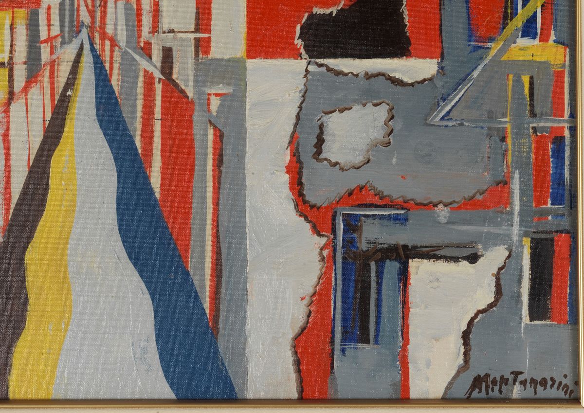 Firmato. "Scorcio di città" olio su tela cm 60 x 50