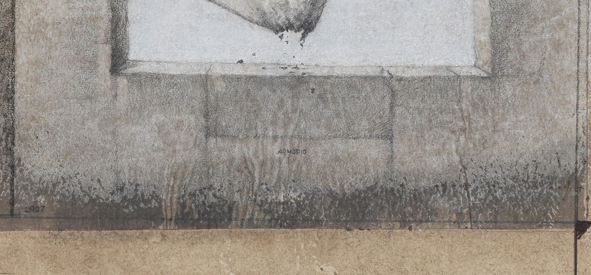 Firmato. "1780 Decembre" tecnica mista su cartoncino cm 46 x 33