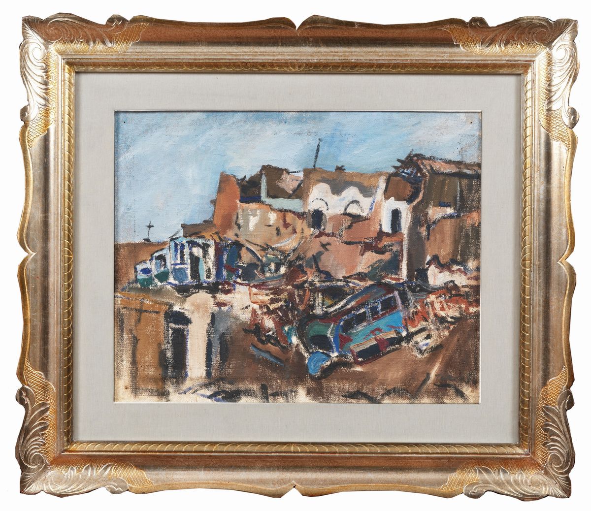 Firmato. "Distruzioni a Viterbo" cm 40 x 52