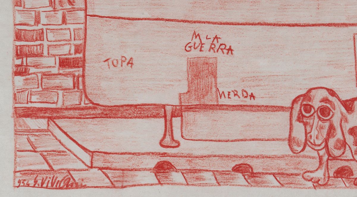 Firmato e datato 1954. "Senza Titolo" tecnica mista su carta cm 26 x 39