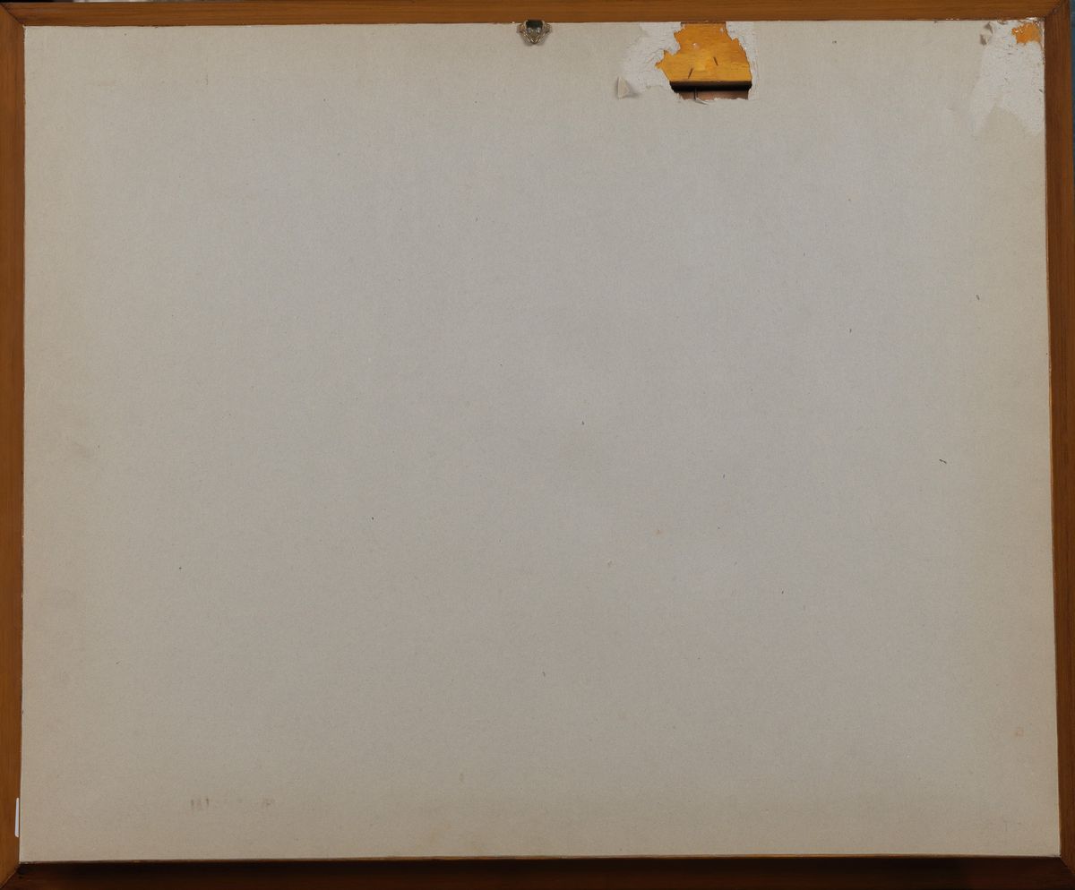 Firmato e datato 1954. "Senza Titolo" tecnica mista su carta cm 26 x 39
