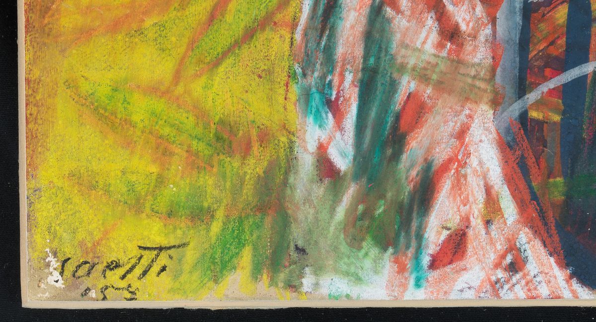 Firmato e datato. "Tramonto" tecnica mista su cartone cm 33 x 46