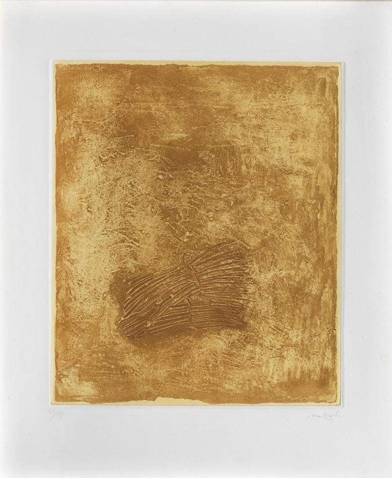 "Covoni di grano" 1988 acquaforte su carta multiplo 55/99 cm 42 x 35