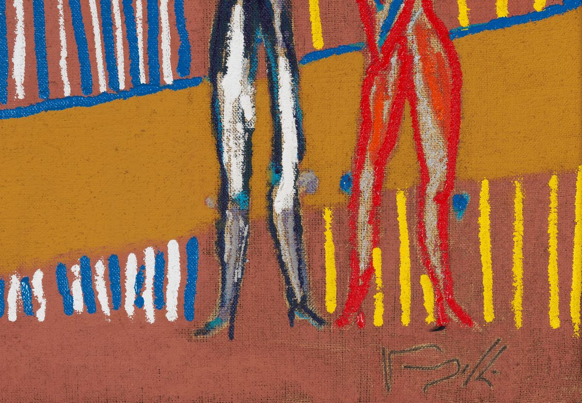 Firmato. "Ballerine" tecnica mista su tela cm 70 x 100