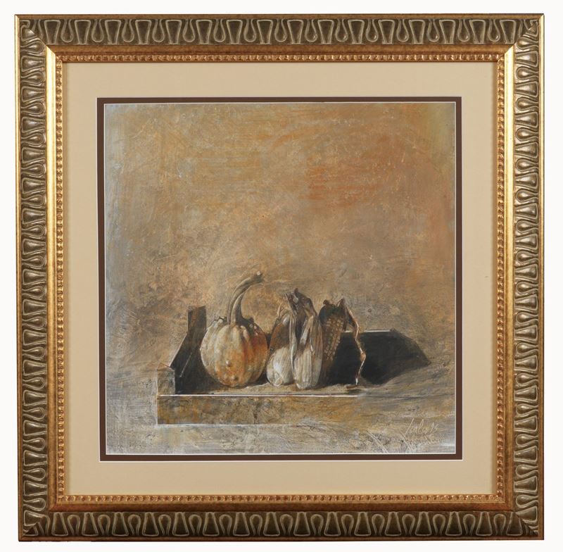 Firmata e datata 1993. "Senza Titolo" tempera su carta cm 56 x 56