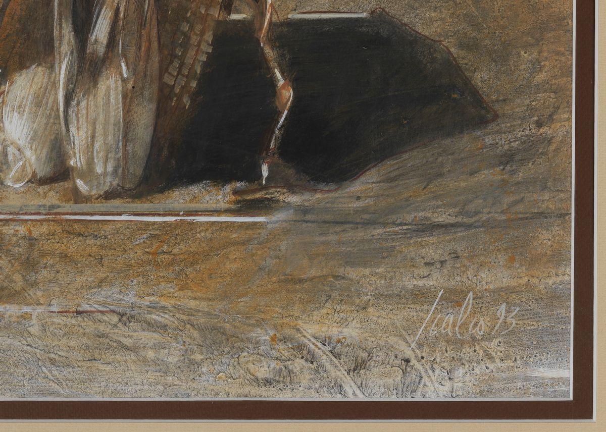 Firmata e datata 1993. "Senza Titolo" tempera su carta cm 56 x 56