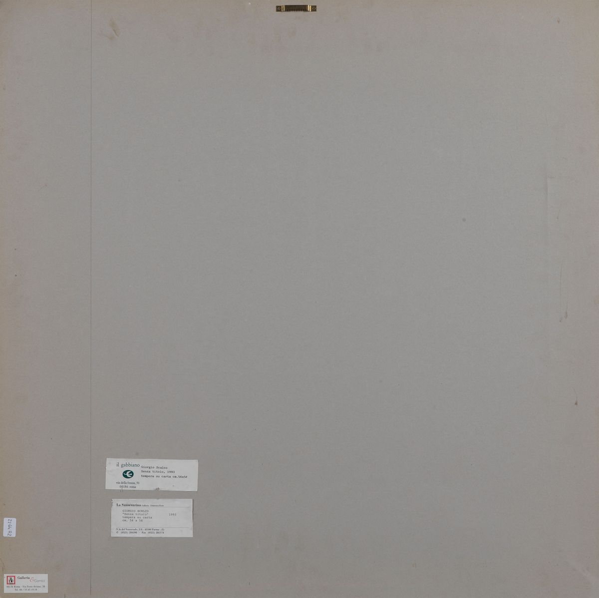 Firmata e datata 1993. "Senza Titolo" tempera su carta cm 56 x 56