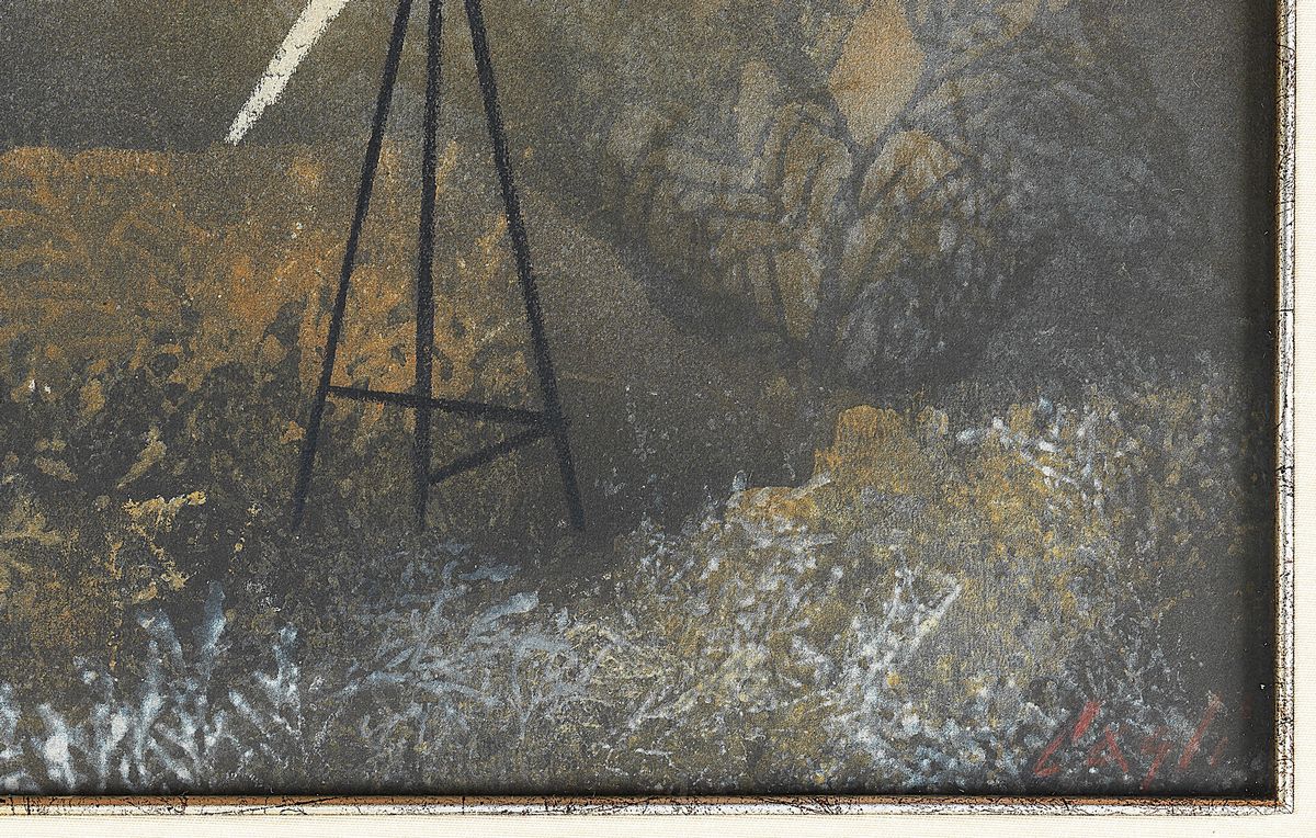 Firmato. "Pale eoliche" olio su tela cm 30 x 65