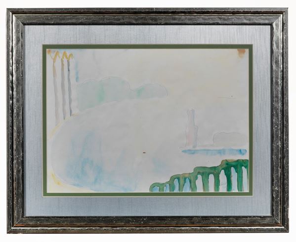 Virgilio Guidi - Signed and dated 1976. "Venice" watercolor on paper 36 x 50 cm