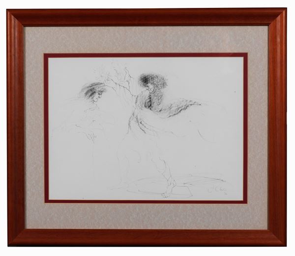 Fabrizio Clerici - Signed and dated 1970. "Untitled" ink drawing on paper 37 x 49 cm