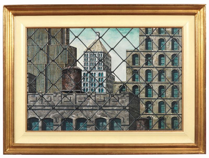 Firmato. "The Cage" olio su cartone telato cm 40 x 60