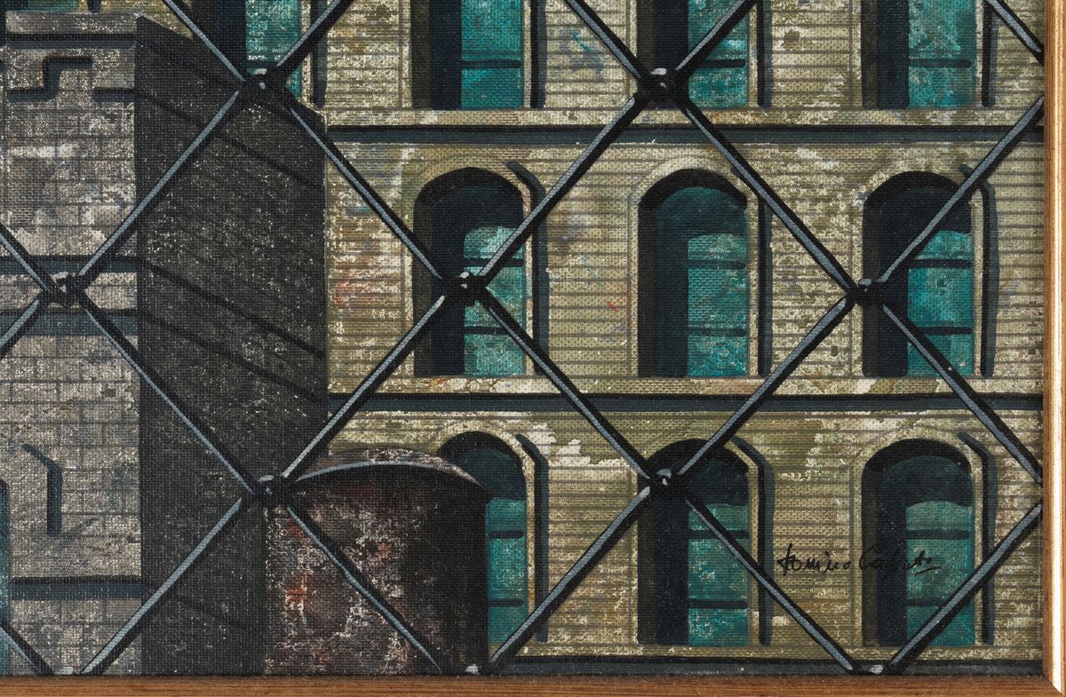 Firmato. "The Cage" olio su cartone telato cm 40 x 60