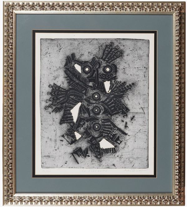 Umberto Mastroianni - Signed. "The sorcerer" lithograph on multiple paper 21/30 cm 50 x 40