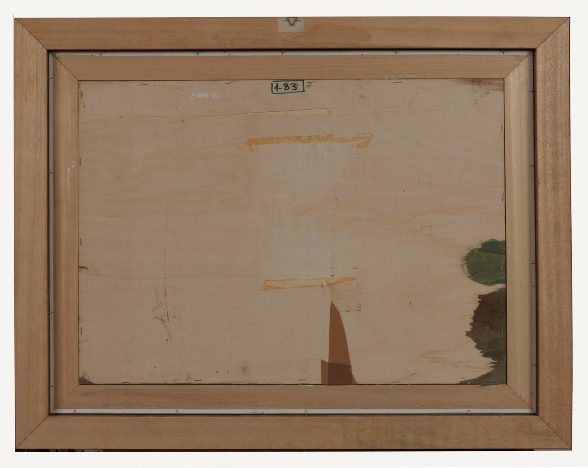 Firmato. "Distributore di benzina" olio su compensato cm 50 x 70