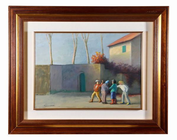 Nino Tirinnanzi - Firmato. "L'Accusa" olio su tela cm 50 x 70