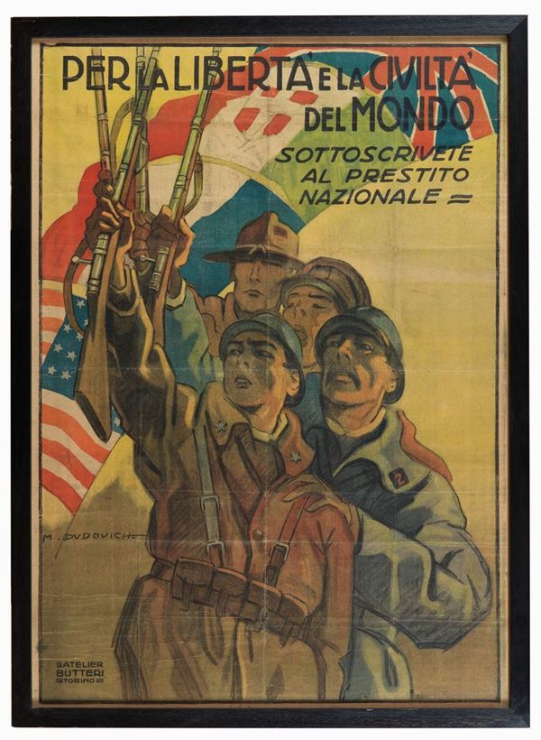 Marcello Dudovich - Signed. "For the Freedom and Civilization of the World" poster on paper 135 x 97 cm