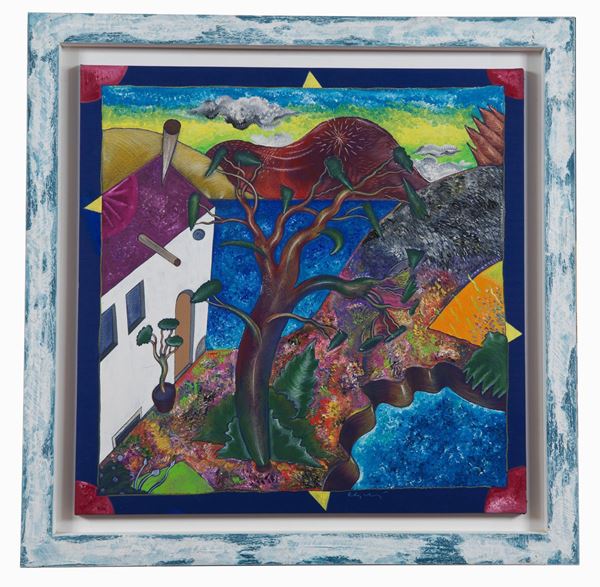 Luca Alinari - Signed. "Untitled" oil on canvas applied to panel 100 x 100 cm