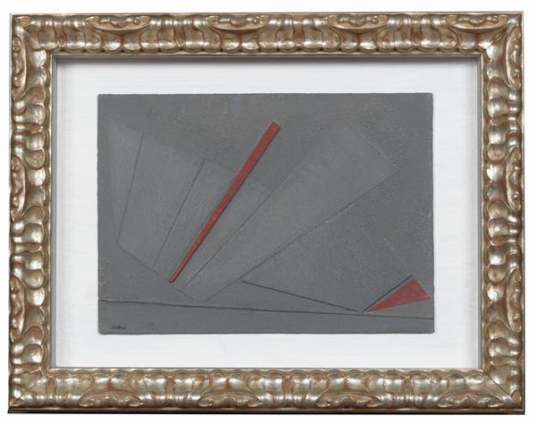 Gualtiero Nativi - Firmato. "Rilievo" tempera su legno e cartone cm 25 x 35,5