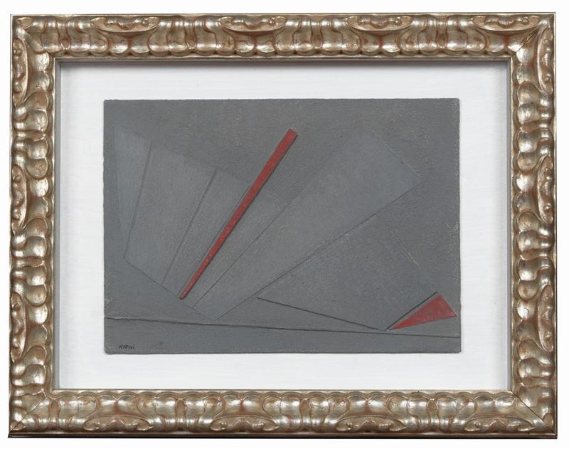 Firmato. "Rilievo" tempera su legno e cartone cm 25 x 35,5