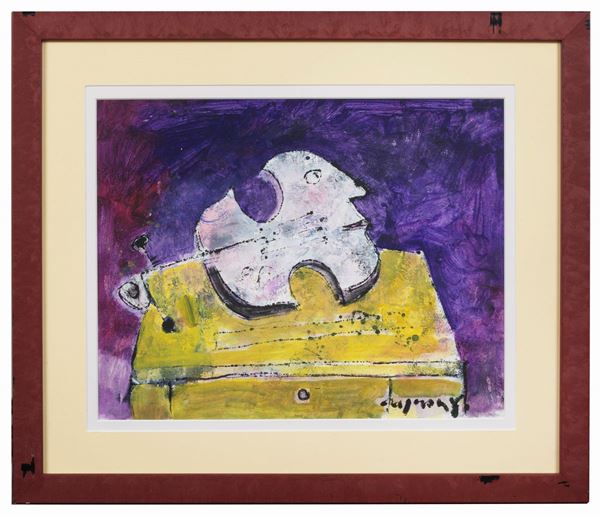 Franco Rognoni - Signed. "Sonata a Kreutzer" tempera on paper 35 x 43 cm
