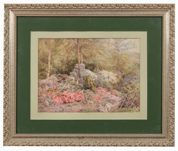 Percy Mason (Pittore Inglese Inizio XX Secolo) - Signed. "Il bosco fiorito", watercolor on paper
