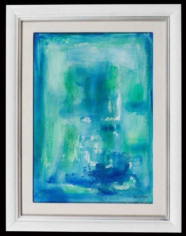 Antonio Corpora - Firmato. "Inverno" acquarello su carta applicata a tela cm 51 x 36