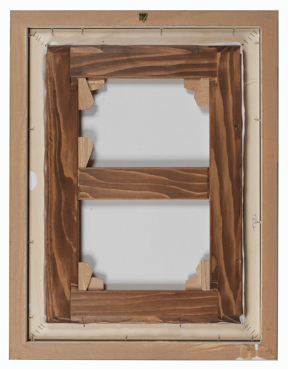 Firmato. "Inverno" acquarello su carta applicata a tela cm 51 x 36