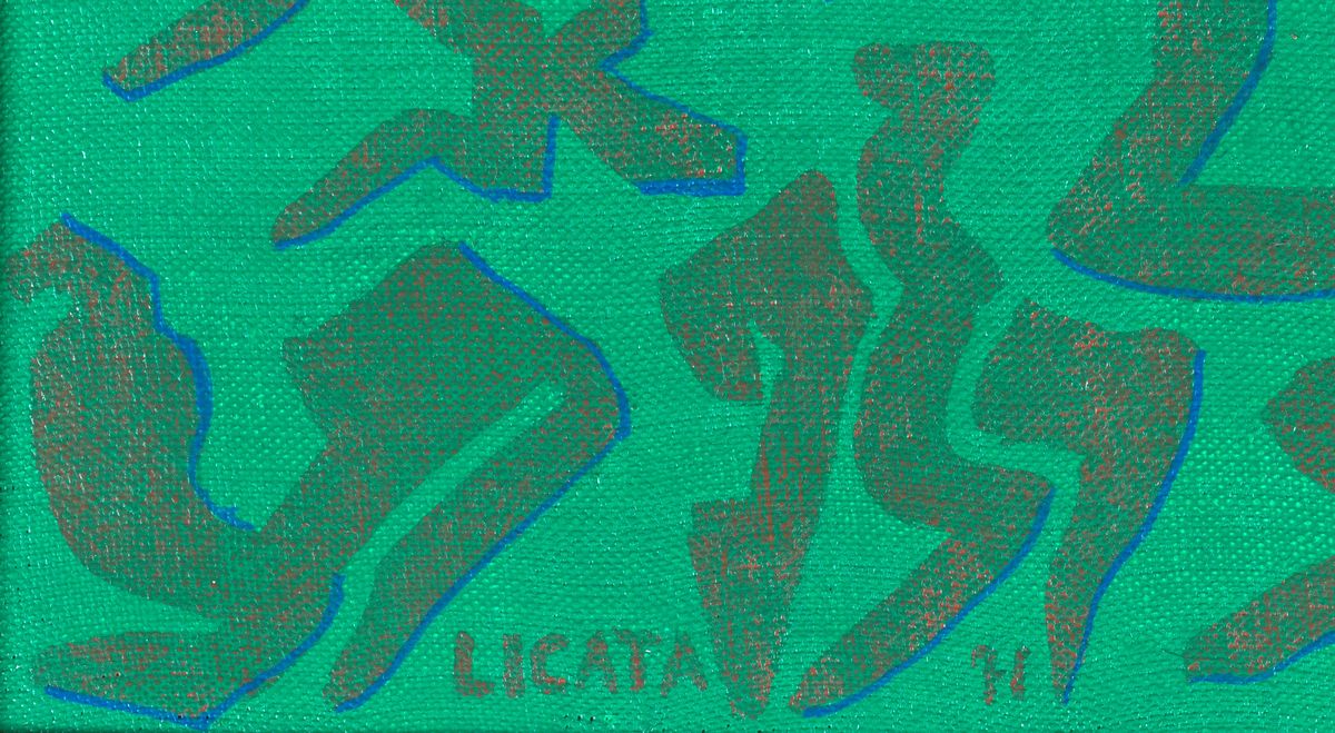 Firmata e datata 1971. "Senza Titolo" tempera su tela cm 50 x 40