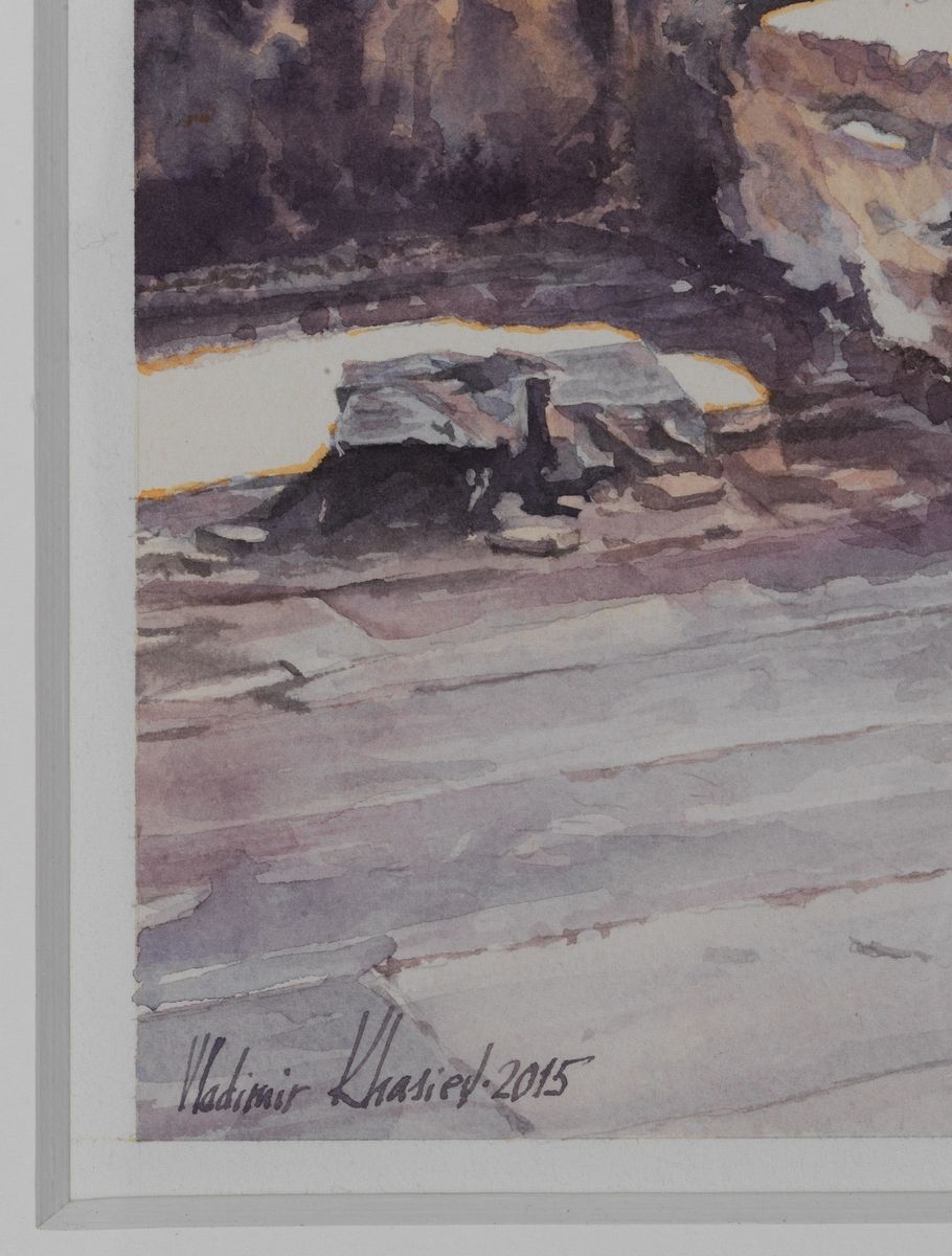 Firmato e datato 2015. "Villa Adriana" acquarello su carta cm 46 x 35